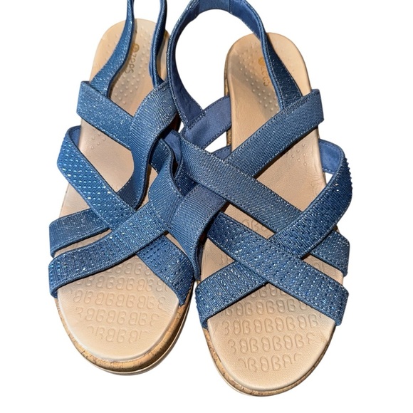 Bzees Ritz Sparkle Machine Washable Cork Wedge Sandal Blue - Picture 3 of 6